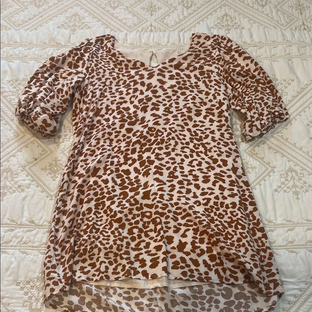 Leopard Print Puff Sleeve Dress